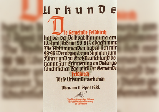 07. Erinnerungsurkunde Feldkirch 10. April 1938
